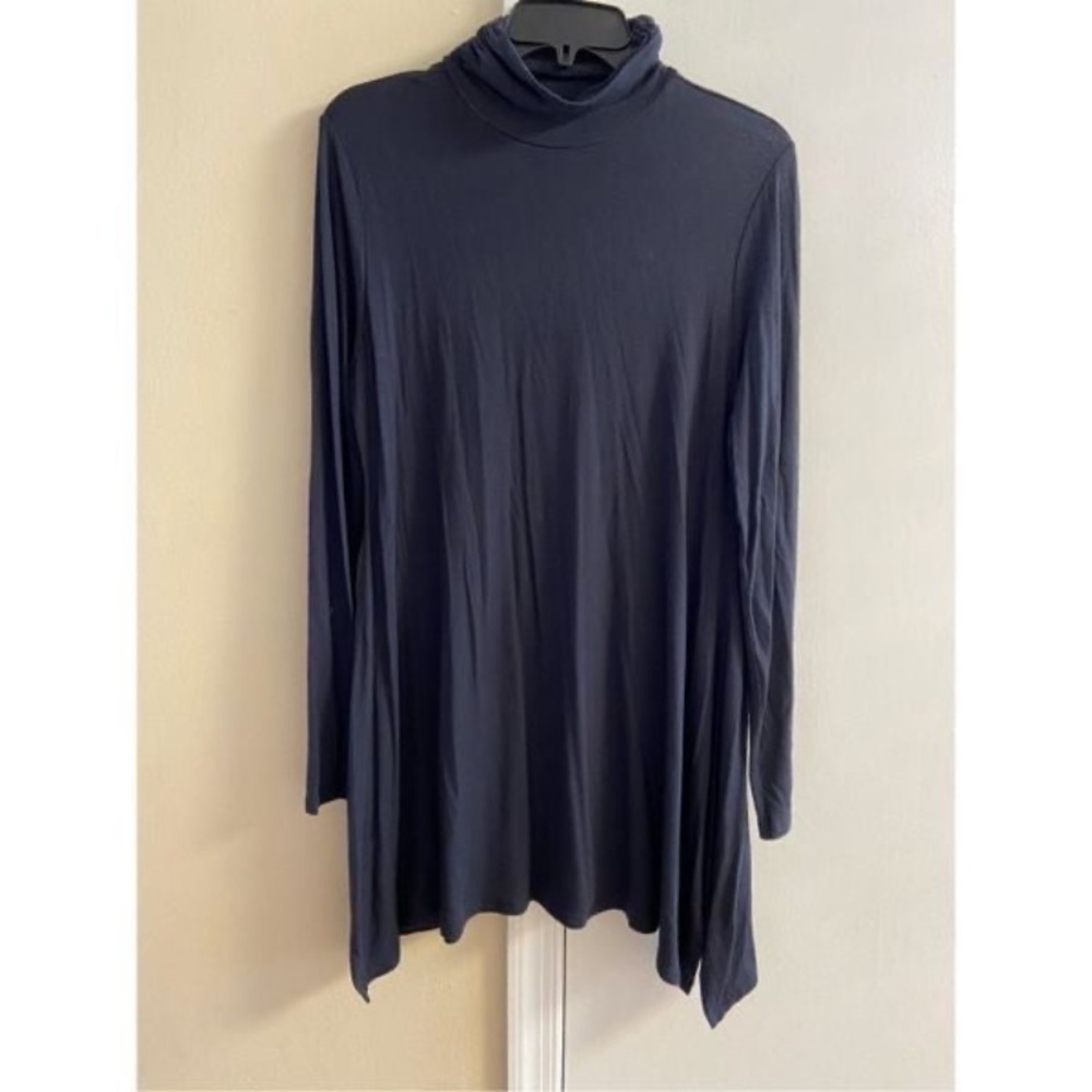 Soft Surroundings Midnight Blue Tunic top funnel neck navy Medium